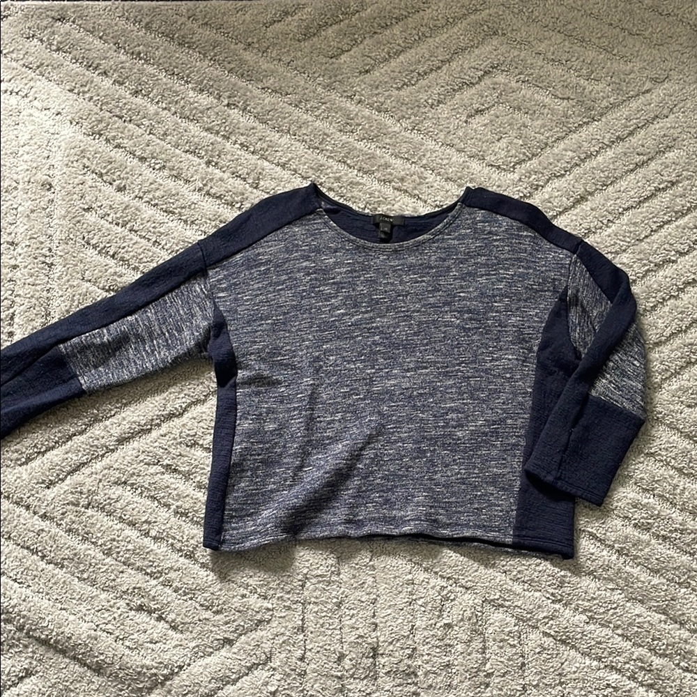 J. Crew Woman’s Navy Blue 3/4 Sleeve Cropped Sweater